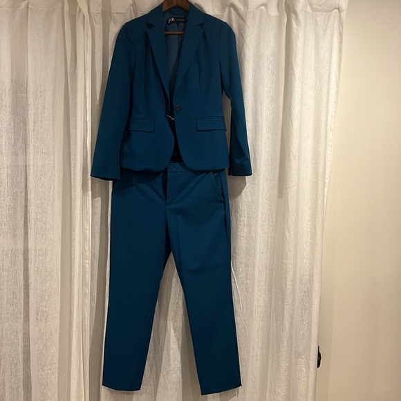 Zara Pants & Jumpsuits Zara Blue Pantsuit Poshmark